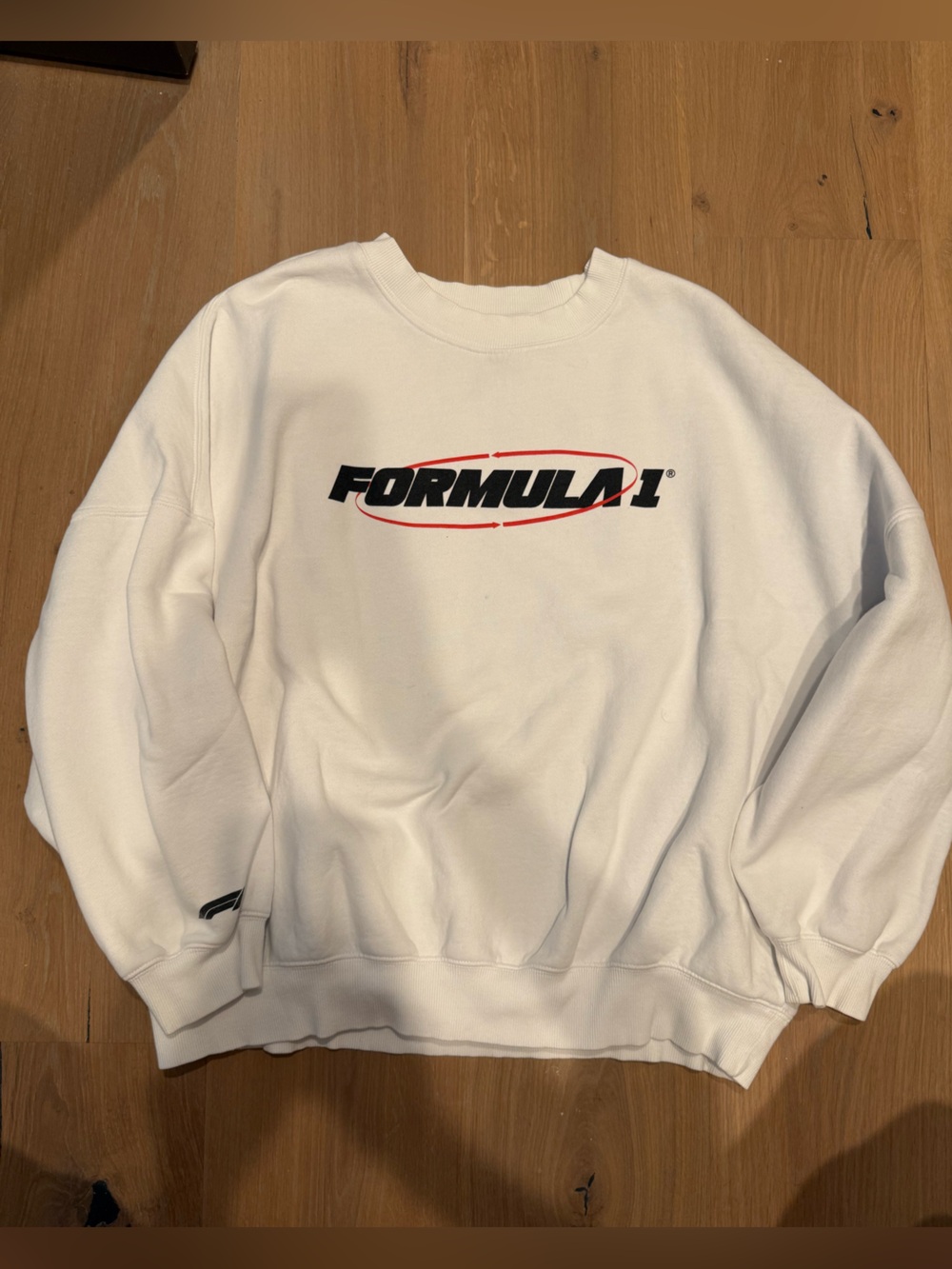 PacSun White Crewneck with Black Formula 1 Logo